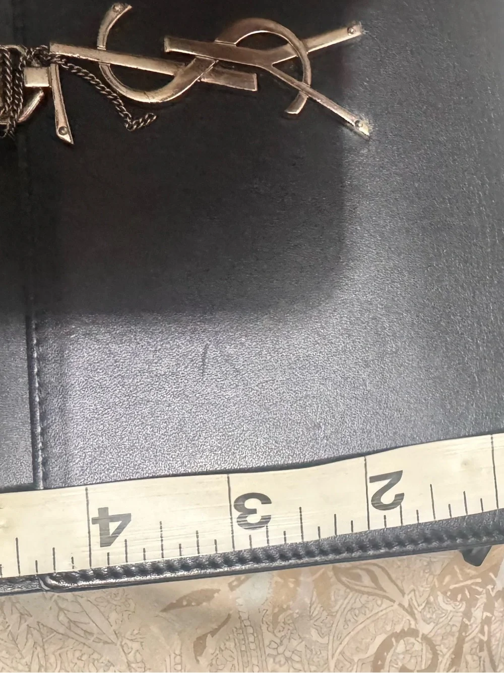Yves Saint Laurent Black Leather Crossbody with Gold YSL Logo